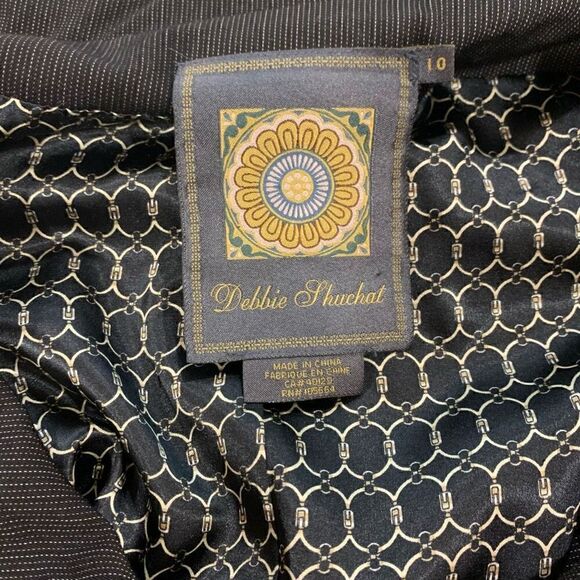 Debbie Shuchat Vintage Black Wool Blazer Shawl Collar 3/4 Sleeves Women Size 10 - Picture 7 of 11